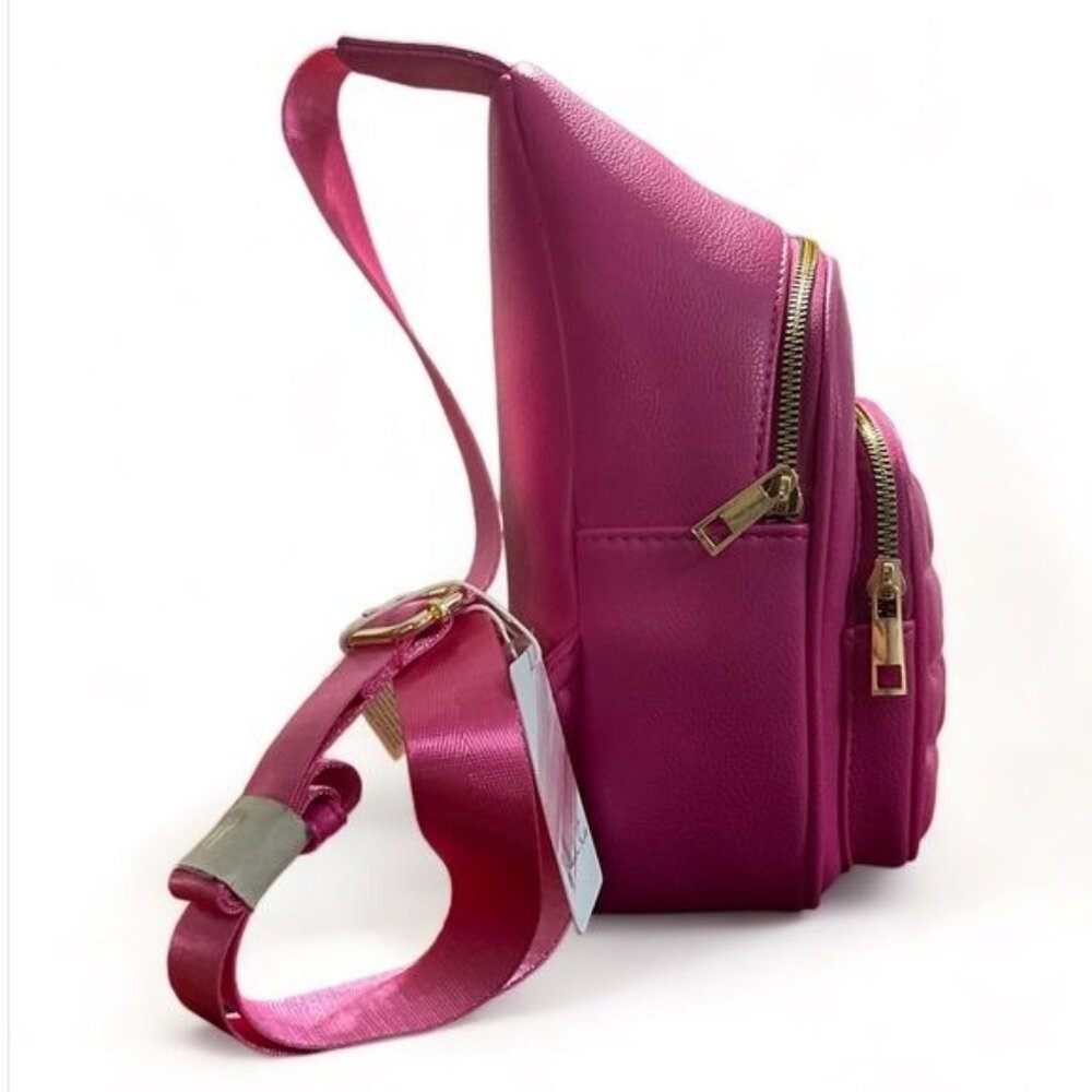 PETA APPROVED VEGAN Pink Handbag with Double Compartment and Zipper, New - Picture 5 of 7